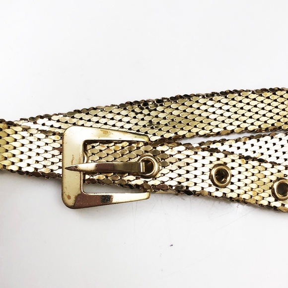 Vintage Whiting & Davis Gold Mesh Belt Skinny Metal Disco 70s M HTF - Picture 3 of 5